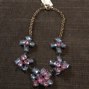 Blue pink Rhinestone statement necklace NWT